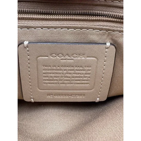 Coach Signature Canvas Leather Satchel Crossbody Tote Bag Beige Brown - Picture 4 of 4